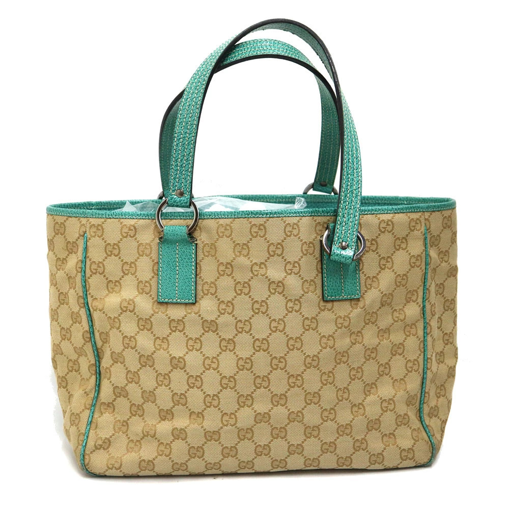 Gucci Tote Bag Beige Green Handbag